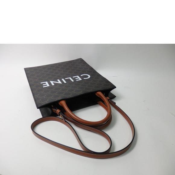 Celine Cabas Triumph Canvas Small Vertical Bag Black - Picture 4 of 6